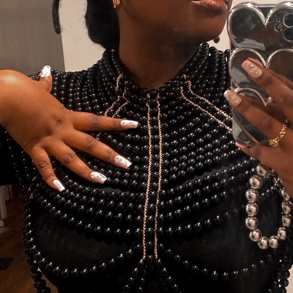 posh tuesdays Accessories - Luxurious black pearl body chain